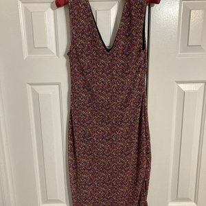 Pink Floral Dress, V-neck, Form-fitting, New w/ Tags